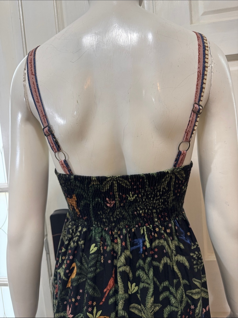 Farm Rio 100% Cotton V-Neck Tiered Tropical Print Maxi Floral Black Dress Sz S - Picture 11 of 15